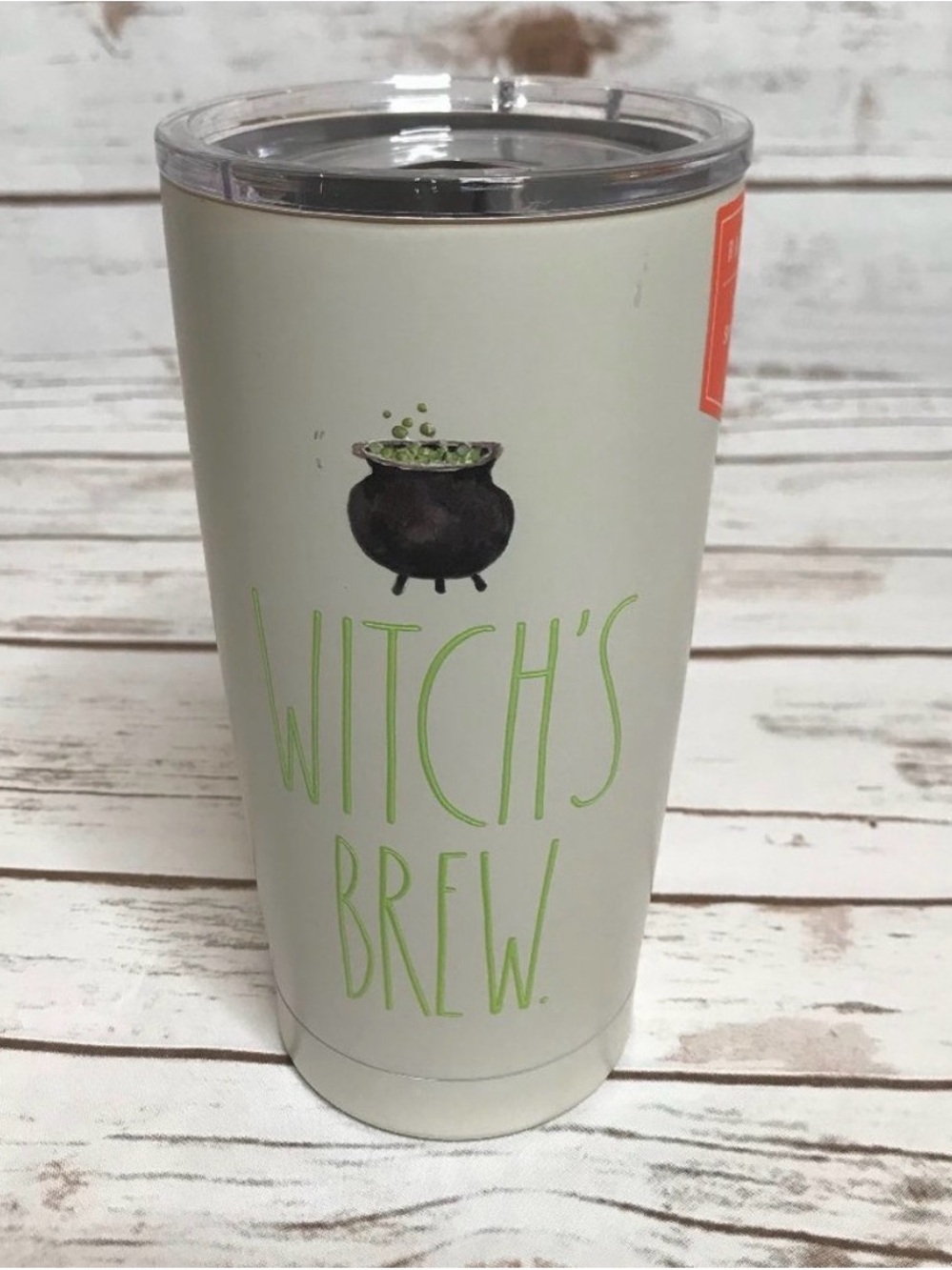 Rae Dunn Witch's Brew Cauldron Tumbler - White with Green Accents
